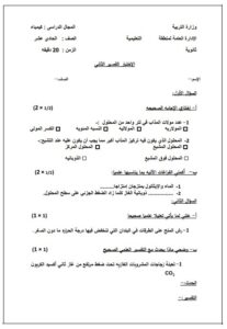 امتحان نموذج قصير (5) كيمياء للصف الثاني عشر علمي الفصل الأول