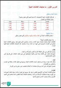 حل كتاب العلوم للصف الثالث الفصل الاول