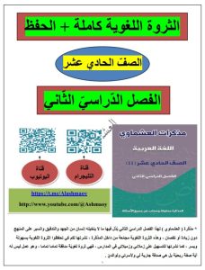 الثروة اللغوية للغة العربية الصف الحادي عشر الفصل الثاني