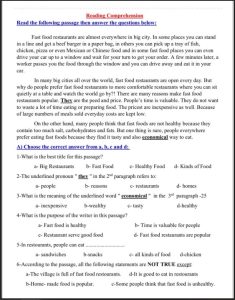 نماذج لاختبارات قطعة الفهم والاستيعاب لغة انجليزية الصف التاسع الفصل الثاني