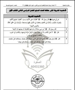 مذكرة تربية اسلامية الصف السابع الفصل الثاني