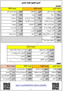 مذكرة (ثروة ونحو وبلاغة) للغة العربية الصف التاسع الفصل الثاني