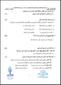 اختبار فنون البلاغة و النحو والصرف في مادة اللغة العربية للصف العاشر الفصل الأول 2025-2026